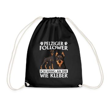 Doberman Dog Owner FURRY FOLLOWER GLUE - Drawstring Bag - black - Front