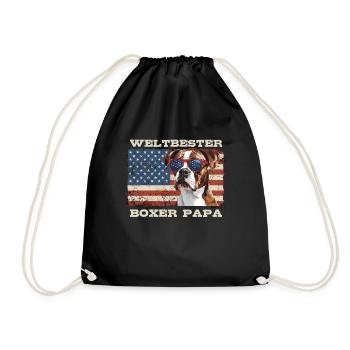 Deutscher Boxer WELTBESTER BOXER PAPA Boxer - Turnbeutel - Schwarz - Vorne