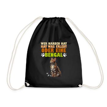 Bengalkatze WER NARBEN HAT HAT WAS ERLEBT ODER - Turnbeutel - Schwarz - Vorne