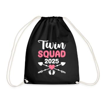 Twins in the Belly TWIN SQUAD 2025 Twin Mom - Drawstring Bag - black - Front