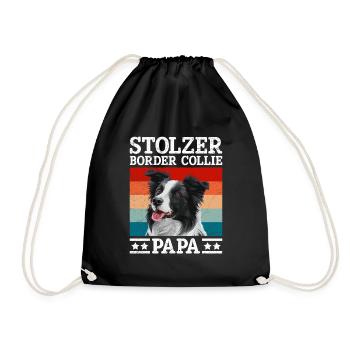 Hundepapa STOLZER BORDER COLLIE PAPA Hundebesitzer - Turnbeutel - Schwarz - Vorne