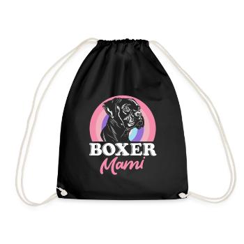 BOXER MAMI German Boxer Dog Owner - Drawstring Bag - black - Front