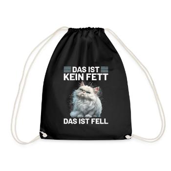 Persian Cat THIS IS NOT FAT THIS IS FUR Funny - Drawstring Bag - black - Front