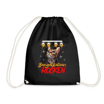 BENGALKATZEN ROCKEN Lustiges Bengalkatzen - Turnbeutel - Schwarz - Vorne