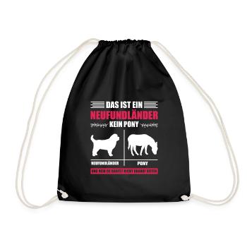 Newfie THIS IS A NEWFOUNDLANDER, NOT A PONY Funny - Drawstring Bag - black - Front