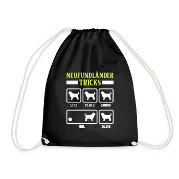 NEWFOUNDLAND TRICKS Funny Newfie Dog Owner - Drawstring Bag - black - Front