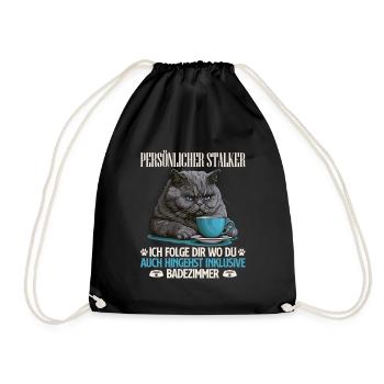 British Shorthair PERSONAL STALKER Funny - Drawstring Bag - black - Front