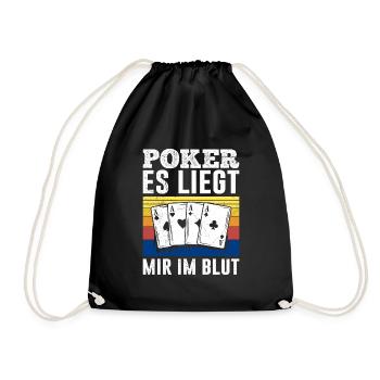 POKER ES LIEGT MIR IM BLUT Lustiges Pokerspieler - Turnbeutel - Schwarz - Vorne