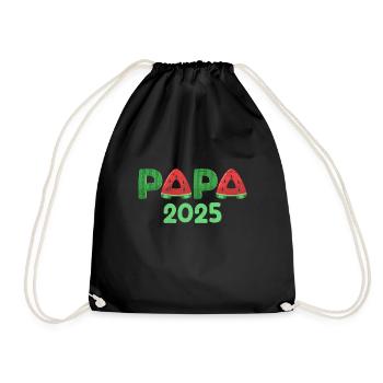 PAPA 2025 Father-to-be Soon Dad Funny - Drawstring Bag - black - Front