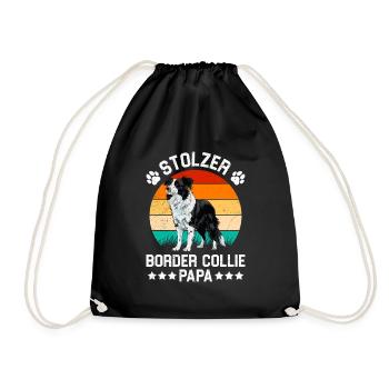 Hundepapa STOLZER BORDER COLLIE PAPA Hundebesitzer - Turnbeutel - Schwarz - Vorne