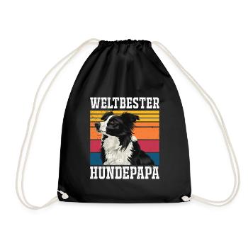 Border Collie WELTBESTER HUNDPAPA Border Collie - Turnbeutel - Schwarz - Vorne