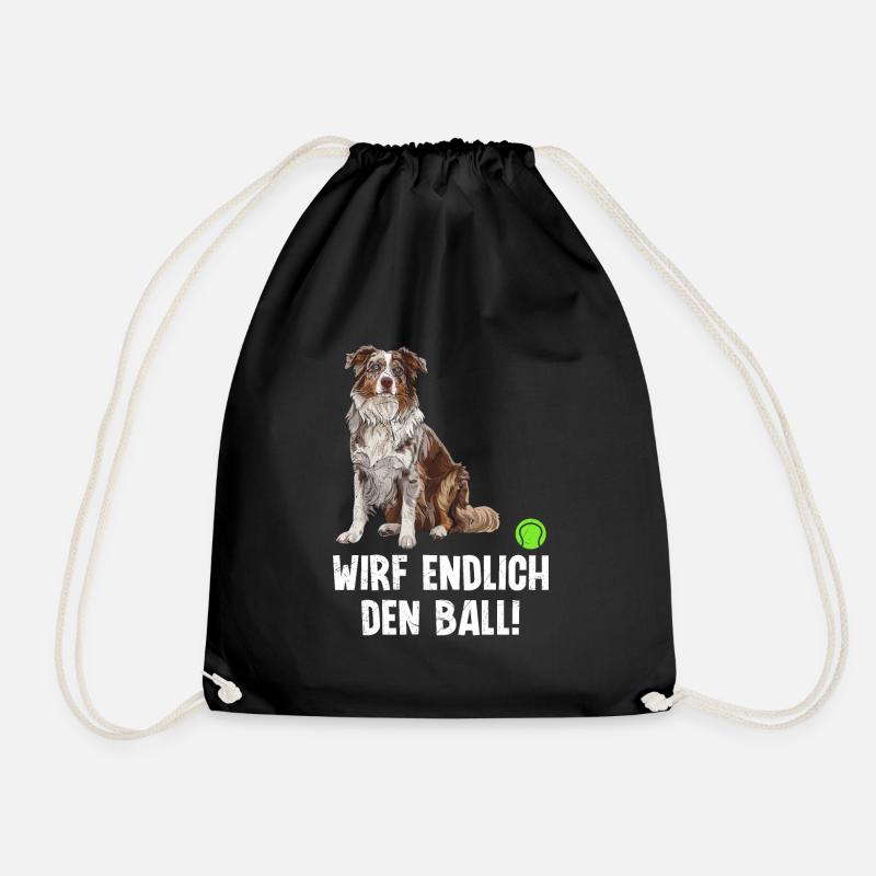 Australian Shepherd WIRF ENDLICH DEN BALL! - Turnbeutel - Schwarz