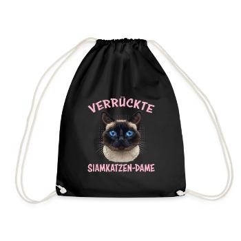 Siamkatzen VERRÜCKTE SIAMKATZEN-DAME Lustiges - Turnbeutel - Schwarz - Vorne