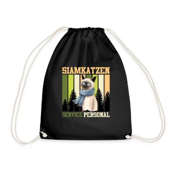 SIAMESE CAT SERVICE STAFF Siamese cat owner - Drawstring Bag - black - Front