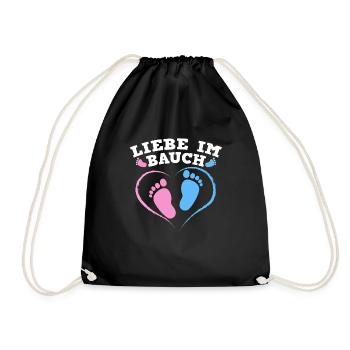 Pregnant LOVE IN THE BELLY Future Mom - Drawstring Bag - black - Front