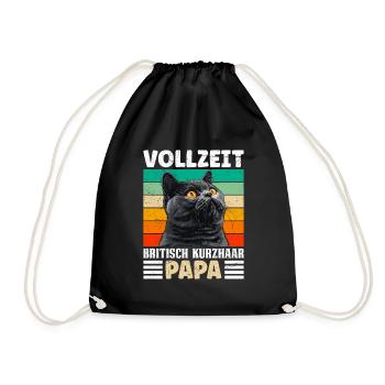 British Shorthair FULL TIME BRITISH SHORTHAIR DAD - Drawstring Bag - black - Front