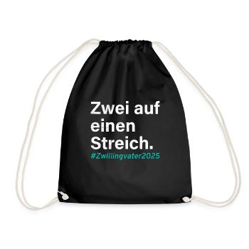 Zwillingspapa ZWEI AUF EINEN STREICH ZWILLINGVATER - Turnbeutel - Schwarz - Vorne