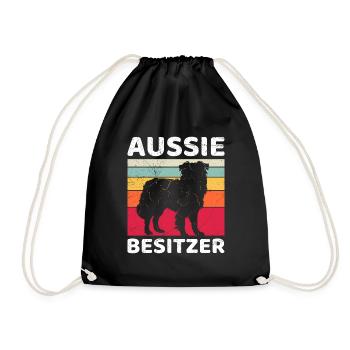 AUSSIE OWNER Australian Shepherd Dog Dad - Drawstring Bag - black - Front
