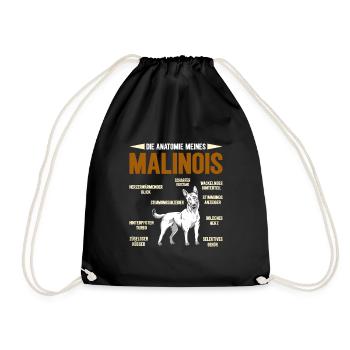 Malinois ANATOMY OF A BELGIAN MALINOIS Funny - Drawstring Bag - black - Front