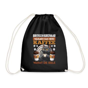 Coffee fan BRITISH SHORTHAIR WARMS HEART COFFEE - Drawstring Bag - black - Front