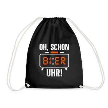 Schon wieder Bier Uhr Biertrinker Bierbrauer - Turnbeutel - Schwarz - Vorne