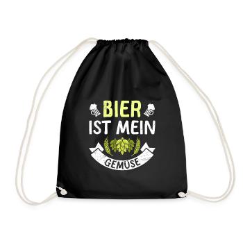 Bier ist mein Gemüse Lustiger Bier Spruch - Turnbeutel - Schwarz - Vorne