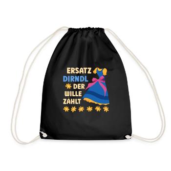 Münchner Volksfest ERSATZ DIRNDL DER WILLE ZÄHLT - Turnbeutel - Schwarz - Vorne