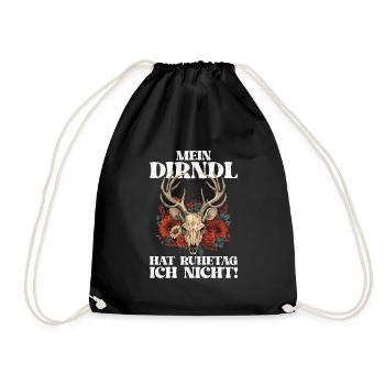 Mein Dirndl hat heute Ruhetag Damen Trachten - Turnbeutel - Schwarz - Vorne