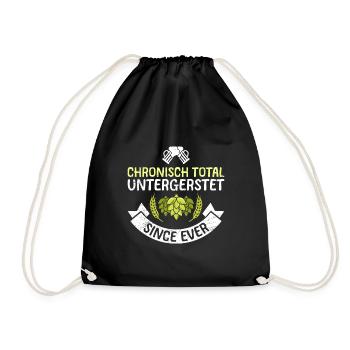 Chronisch untergersteter Biertrinker Bier Spruch - Turnbeutel - Schwarz - Vorne