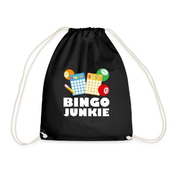Bingospieler BINGO JUNKIE Binge Liebhaber - Turnbeutel - Schwarz - Vorne