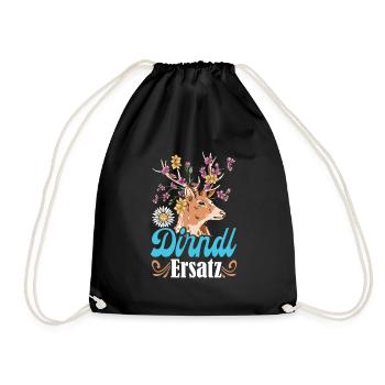DIRNDL ERSATZ Damen Trachtenshirt Münchner - Turnbeutel - Schwarz - Vorne