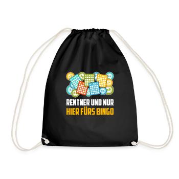 RENTNER UND NUR HIER FÜRS BINGO Lustiges - Turnbeutel - Schwarz - Vorne