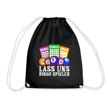 Bingo Damen LASS UNS BINGO SPIELEN Lustiges - Turnbeutel - Schwarz - Vorne