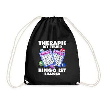 Bingo THERAPY IS EXPENSIVE BINGO IS CHEAPER - Drawstring Bag - black - Front