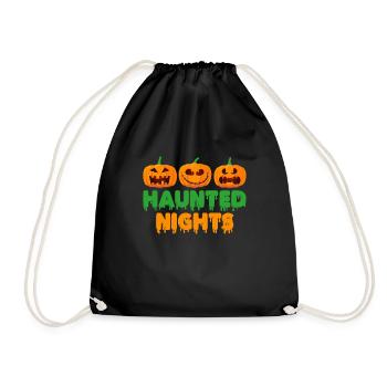 Halloween Party HAUNTED NIGHTS Lustiges Kinder - Turnbeutel - Schwarz - Vorne