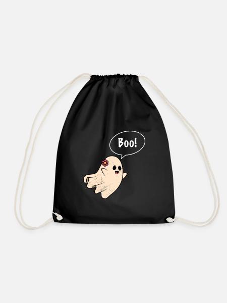 Halloween Kostüm Kinder BOO! Lustiges Gespenst - Turnbeutel - Schwarz