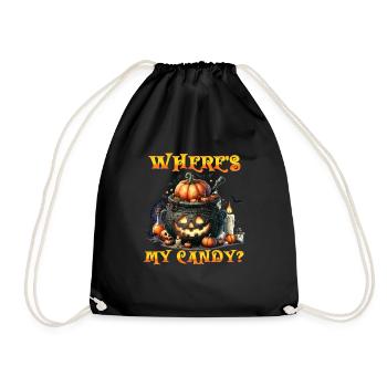 Halloween Kids WHERE'S MY CANDY? Creepy - Drawstring Bag - black - Front