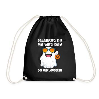 Fête d’Halloween JE FÊTE MON ANNIVERSAIRE - Sac de sport léger - noir - Devant