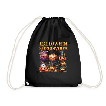 Halloween Costume HALLOWEEN PUMPKIN VIBES Funny - Drawstring Bag - black - Front