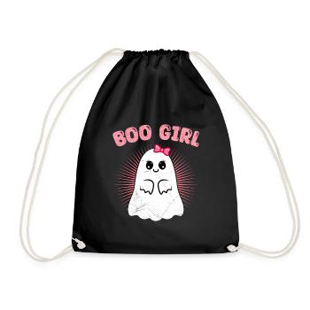 Halloween Costume Kids BOO GIRL Funny - Drawstring Bag - black - Front