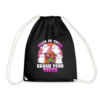 Halloween Party TRICK OR TREAT BRUSH YOUR TEETH - Drawstring Bag - black - Front