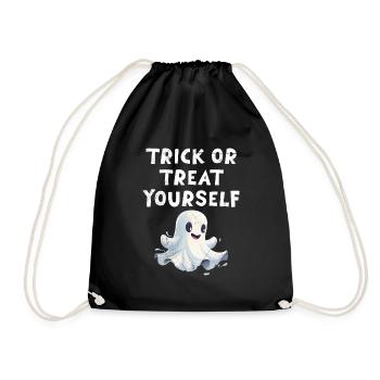 Halloween Party TRICK OR TREAT YOURSELF Funny - Drawstring Bag - black - Front