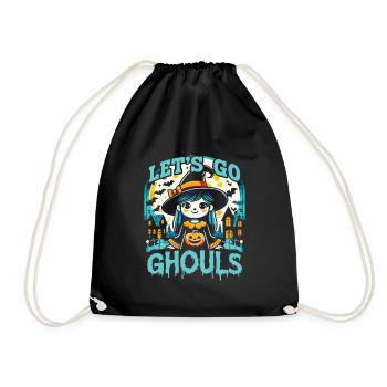 Halloween Costume Girl LET'S GO GHOULS Funny - Drawstring Bag - black - Front