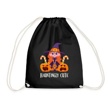 Halloween Party HAUNTINGLY CUTE Funny Girl - Drawstring Bag - black - Front