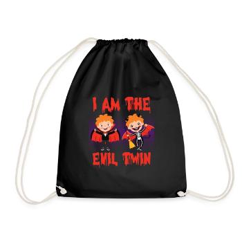 Halloween Kostüm I'M THE EVIL TWIN Lustiges - Turnbeutel - Schwarz - Vorne