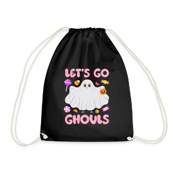 Halloween Costume Funny LET'S GO GHOULS Girl - Drawstring Bag - black - Front