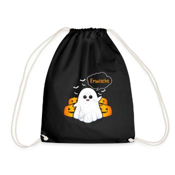 Halloween Kostüm Kinder ERWISCHT Lustiges - Turnbeutel - Schwarz - Vorne
