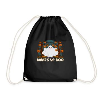 Halloween WHAT'S UP BOO Funny Halloween Party - Drawstring Bag - black - Front