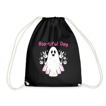 Halloween BOO-TIFUL DAY Funny Girl Happy - Drawstring Bag - black - Front