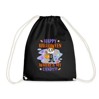 Happy Halloween WHERE'S MY CANDY? Funny Kids - Drawstring Bag - black - Front